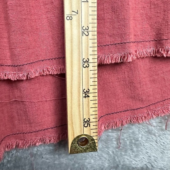 Umgee USA Ombre Tiered Dress Navy Coral Linen Blend Short Sleeve Collared Midi M - Picture 6 of 7